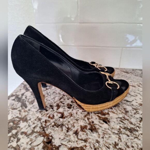 Gucci black suede heel flats size 9.5 - Picture 2 of 14